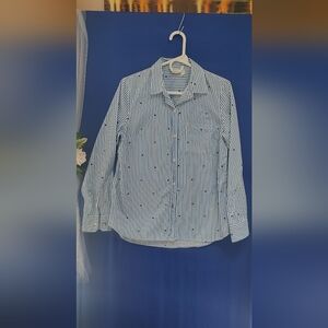 GAP Navy and White Pinstripe Blouse